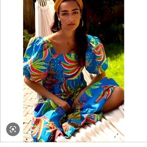 Farm Rio Banana Cotton Midi Dress Size XS